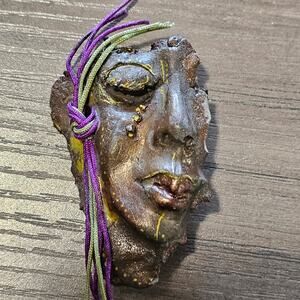 Artisan Handmade Figural Face Brooch Sculptural One of a Kind